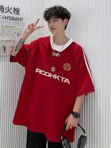 StyleCast Men Typography Printed V-Neck Oversized T-shirt