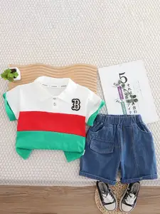 StyleCast x Revolte Boys Colourblocked Polo Collar T-Shirt With Shorts