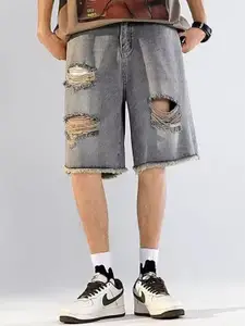 StyleCast x Revolte Men Loose Fit Denim Shorts