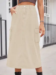 StyleCast Denim Midi A-Line Skirt