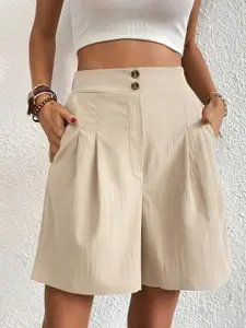 StyleCast Cream Coloured Women Mid-Rise Shorts