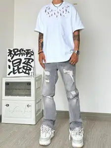 StyleCast x Revolte Men Printed Raw Edge T-shirt