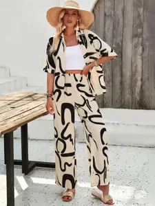 StyleCast Printed Short Sleeves Shirt With Palazzo