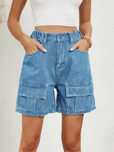 StyleCast Women Relaxed Fit Cargo Denim Shorts