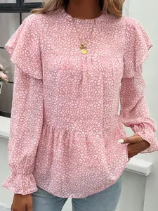 StyleCast Women Abstract Printed Round Neck Chiffon Top