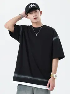 StyleCast x Revolte Men Solid Round Neck Cotton Relaxed Fit T-shirt