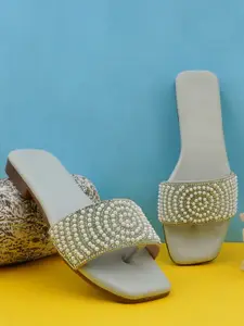 BAESD Women Embellished Party Open Toe Flats