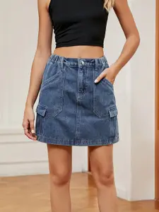 StyleCast Denim Above Knee A-Line Skirt