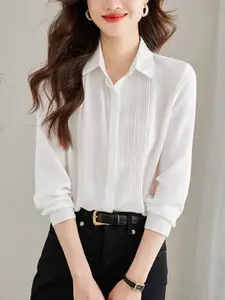 StyleCast Women Spread Collar Solid Cotton Casual Shirt