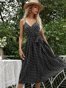 StyleCast Polka Dot Print Fit and Flare Dress