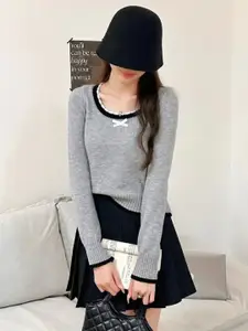 StyleCast Women Scoop Neck Long Sleeves Pullover Sweater