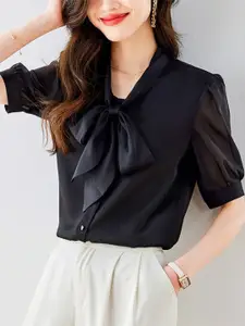 StyleCast Women Solid Tie-Ups Casual Shirt