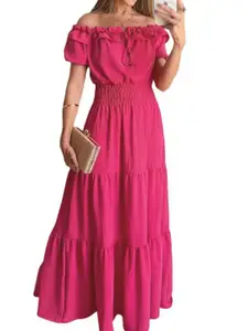 StyleCast Pink Off-Shoulder Flutter Sleeve Maxi Dress