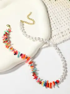 StyleCast x Revolte Gold-Plated Beaded Enamelled Statement Necklace