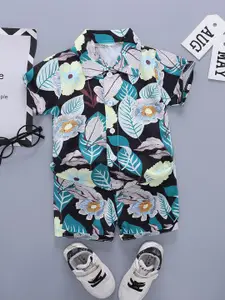 StyleCast x Revolte Boys Tropical Printed Short Sleeves Shirt With Shorts