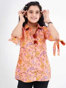 DMP FASHION Girls Floral Print Cotton Shirt Style Top