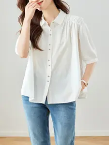 StyleCast Women Relaxed Fit Spread Collar Solid Casual Shirt
