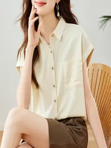 StyleCast Women Spread Collar Solid Cotton Casual Shirt