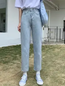 StyleCast Women Straight Fit High-Rise Light Fade Clean Look Cotton Jeans