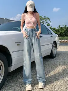 StyleCast Women Straight Fit High-Rise Light Fade Jeans