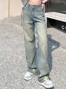 StyleCast Women Cotton Light Fade Printed Mid-Rise Bootcut Jeans