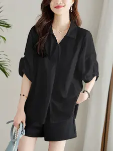 StyleCast Women Solid Spread Collar Cotton Casual Shirt