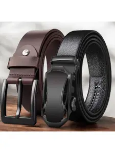 The Roadster Lifestyle Co Men Set Of 2 Textured Genuine Leather Formal Belts