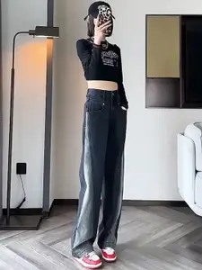 StyleCast Women Relaxed Fit High-Rise Heavy Fade Jeans