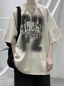 StyleCast x Revolte Men Typography Printed Round Neck Cotton Oversized T-shirt