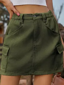 StyleCast Denim A-Line Above Knee Skirt