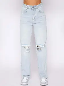 StyleCast Women Cotton Straight Fit High-Rise Slash Knee Jeans