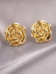 MEENAZ Stainless Steel Gold-Plated Floral Shaped Anti Tarnish Studs