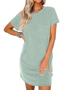 StyleCast x Revolte StyleCast x Women Boat Neck Short Sleeves Solid T-shirt Dress