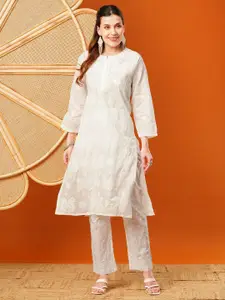 ADA Women Ethnic Motifs Embroidered Daily Cotton Straight Kurtas