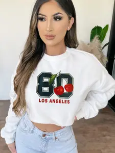 StyleCast x Revolte Women Typography Printed Crop Sweatshirt