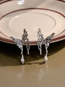 KRENOZ Silver-Plated Pearls Beaded Animal Shaped Studs