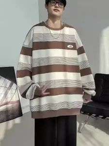 StyleCast x Revolte Men Striped Round Neck Pullover Sweatshirt