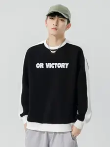 StyleCast x Revolte Men Typography Printed Cotton Pullover Sweatshirt