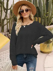StyleCast Women Self Design Round Neck Pullover