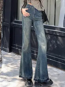 StyleCast Women High-Rise Light Fade Bootcut Jeans