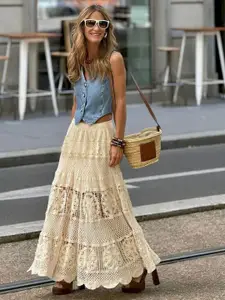 Routes by All About You Self Design Tiered Maxi Skirts