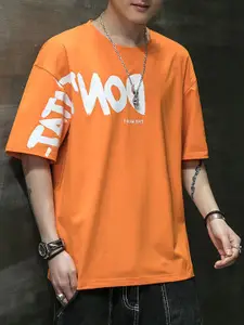 StyleCast x Revolte Men Typography Printed Round Neck Cotton Boxy T-shirt