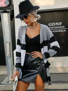 StyleCast x Revolte Striped Open Front Longline Shrug