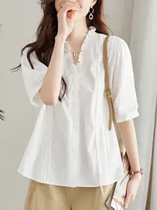 StyleCast Women Solid Built-Up Collar Cotton Casual Shirt
