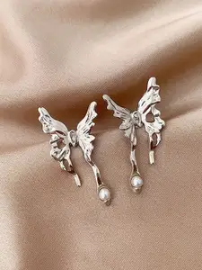 KRENOZ Silver-Plated Pearls Beaded Animal Shaped Studs