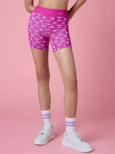 FEIER Women Printed Skinny Fit High-Rise Sports Shorts