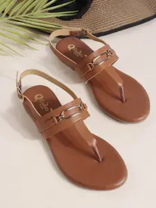 Ladies Hub Women T-Strap Flats with Buckles