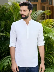 See Designs Men White Solid Cotton Regular Kurta