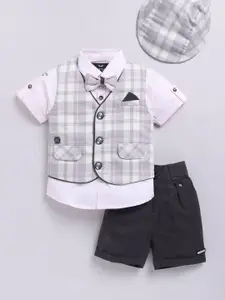 LITTLE COLLARS Boys Pure Cotton Shirt With Waistcoat & Trousers