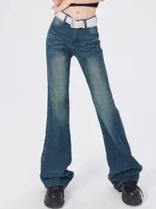 StyleCast Women Cotton Light Fade Wide Leg Jeans